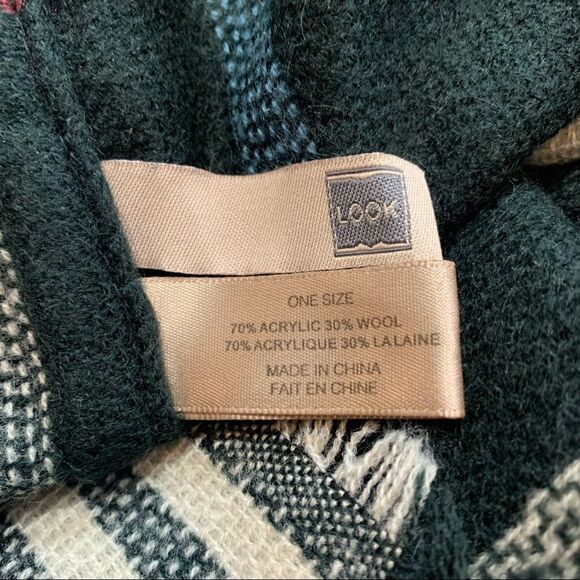 Wool Blend Plaid Fringe Infinity Scarf - Picture 4 of 5